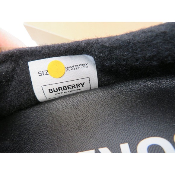 $620 BURBERRY NORTHAVEN BROWN QUILTED CHECK BLACK LEATHER LOGO SLIPPERS 44 US 11 - Picture 13 of 14